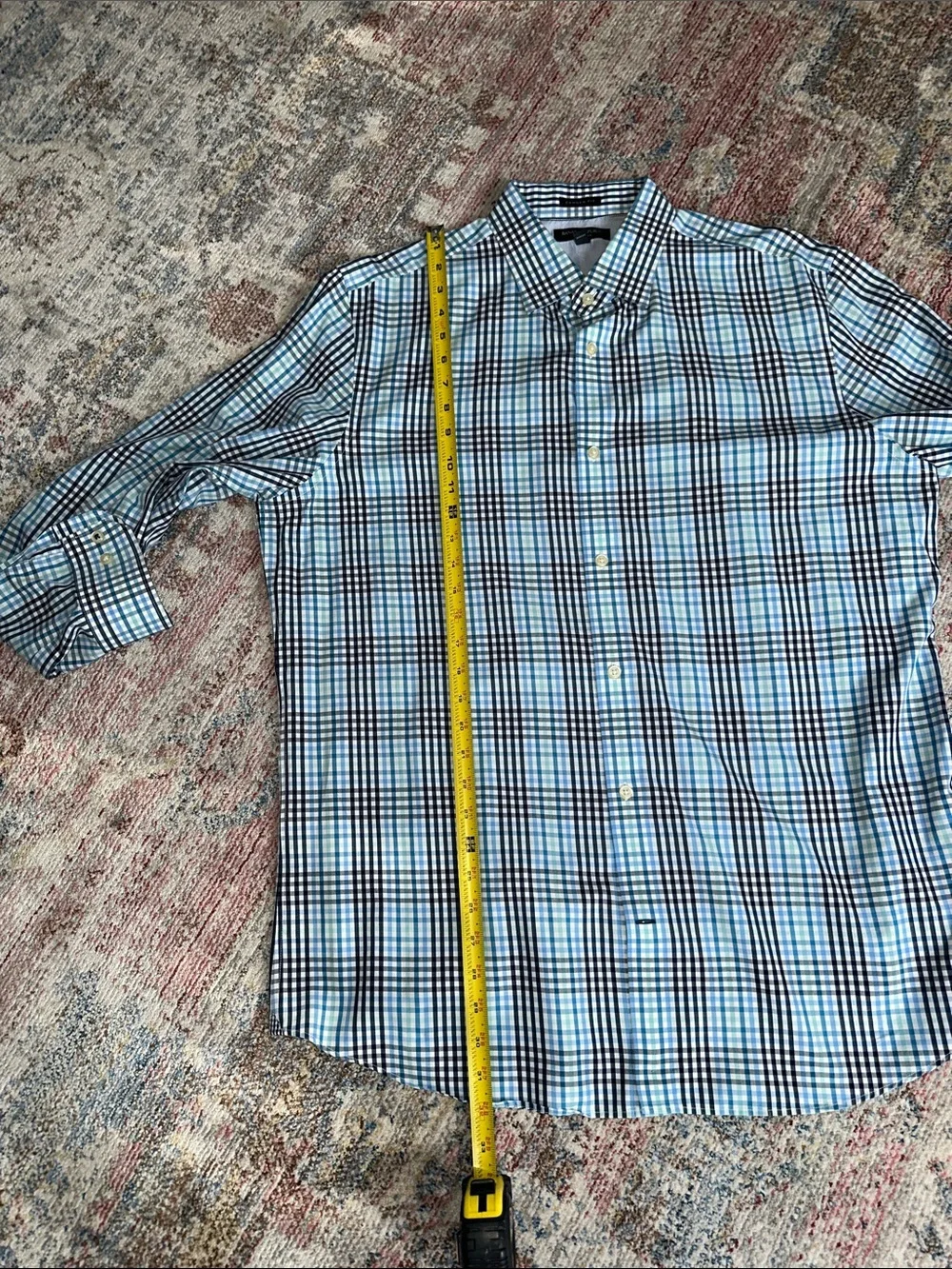 Banana Republic Camden Fit Blue and Black Plaid Button-Down Shirt XL